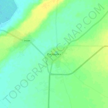 Mappa topografica Pachpadra, altitudine, rilievo