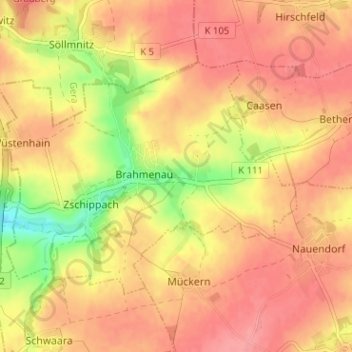 Mappa topografica Waaswitz, altitudine, rilievo