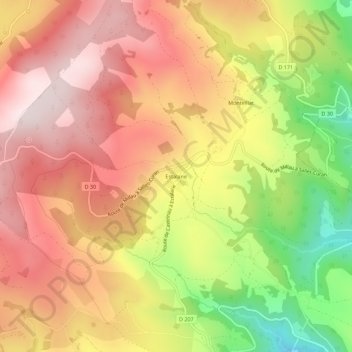 Mappa topografica Estalane, altitudine, rilievo