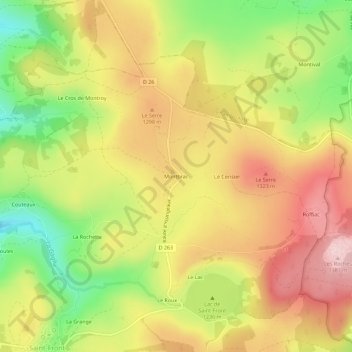 Mappa topografica Montbrac, altitudine, rilievo
