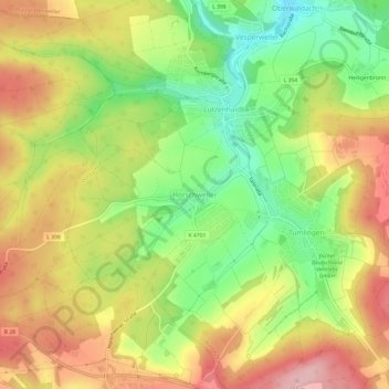 Mappa topografica Hörschweiler, altitudine, rilievo
