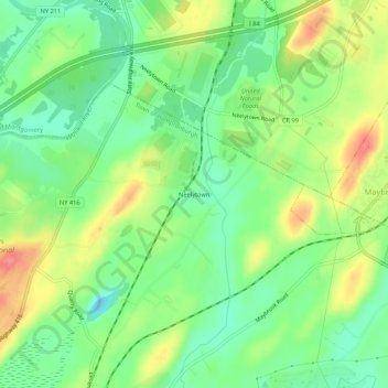 Mappa topografica Neelytown, altitudine, rilievo