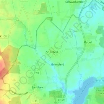 Mappa topografica Stutebüll, altitudine, rilievo