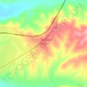 Mappa topografica Aldea Quintana, altitudine, rilievo