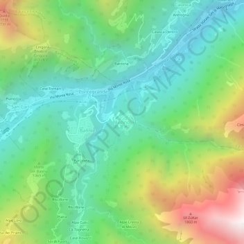 Mappa topografica Anzino, altitudine, rilievo