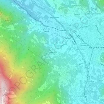 Mappa topografica Costasavina, altitudine, rilievo