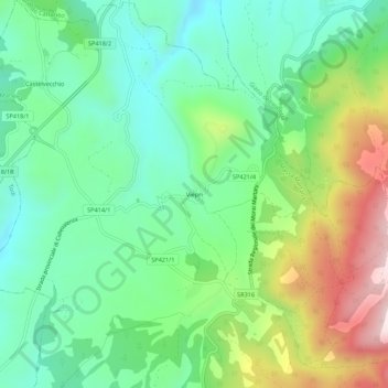 Mappa topografica Viepri, altitudine, rilievo