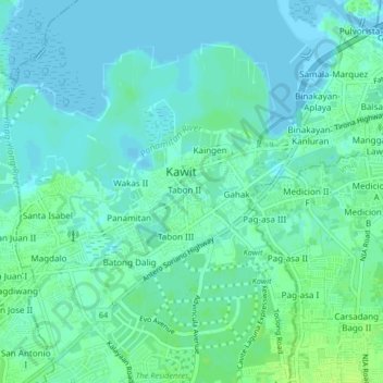 Mappa topografica Tabon, altitudine, rilievo