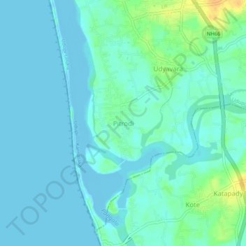 Mappa topografica Pitrodi, altitudine, rilievo