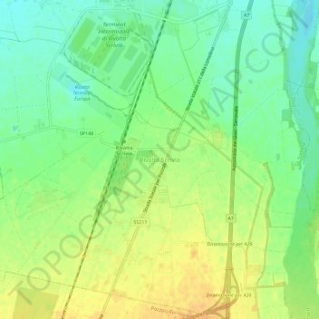 Mappa topografica Rivalta Scrivia, altitudine, rilievo