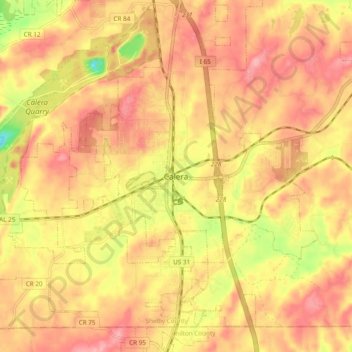 Mappa topografica Calera, altitudine, rilievo