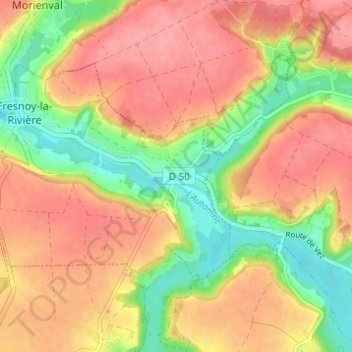 Mappa topografica Pondron, altitudine, rilievo