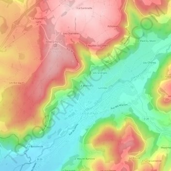 Mappa topografica Le Moncel, altitudine, rilievo