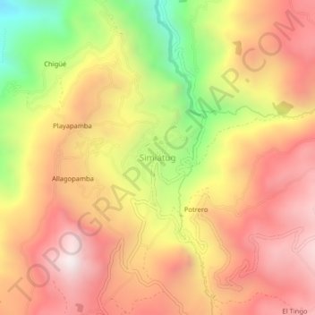 Mappa topografica Simiátug, altitudine, rilievo