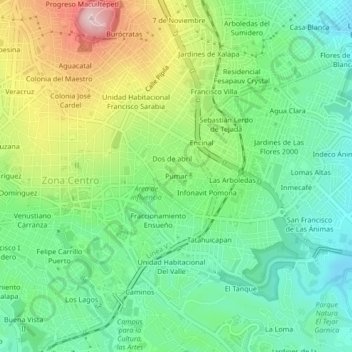 Mappa topografica Pumar, altitudine, rilievo