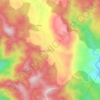 Mappa topografica Liberty, altitudine, rilievo