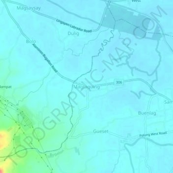 Mappa topografica Magtaquing, altitudine, rilievo