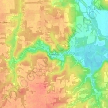 Mappa topografica Brooks Point, altitudine, rilievo