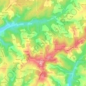Mappa topografica Chabannes, altitudine, rilievo