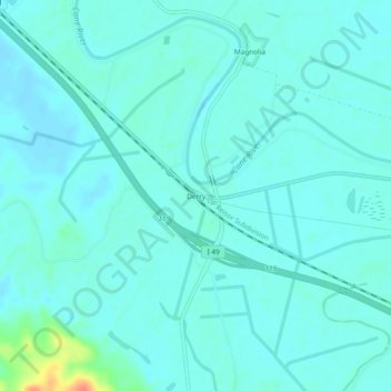 Mappa topografica Derry, altitudine, rilievo