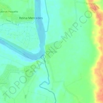 Mappa topografica Minanga, altitudine, rilievo