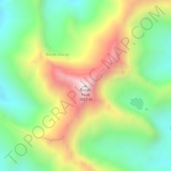 Mappa topografica Borah Peak, altitudine, rilievo