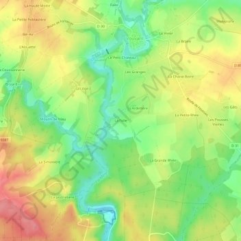 Mappa topografica La Folie, altitudine, rilievo