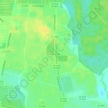 Mappa topografica Colony Ridge, altitudine, rilievo