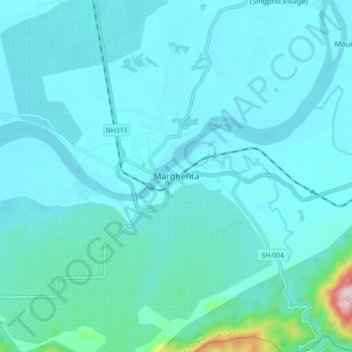 Mappa topografica Margherita, altitudine, rilievo