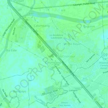 Mappa topografica Santo Niño, altitudine, rilievo