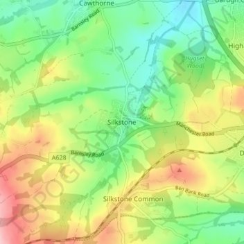 Mappa topografica Silkstone, altitudine, rilievo