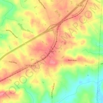 Mappa topografica Ruffin, altitudine, rilievo