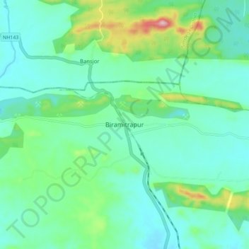 Mappa topografica Biramitrapur, altitudine, rilievo