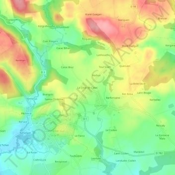 Mappa topografica La Croix de Carac, altitudine, rilievo