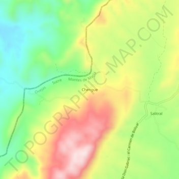 Mappa topografica Chengue, altitudine, rilievo