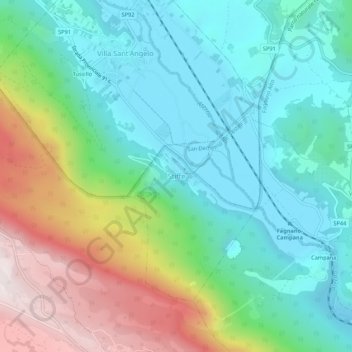 Mappa topografica Stiffe, altitudine, rilievo