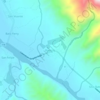 Mappa topografica Bagting, altitudine, rilievo