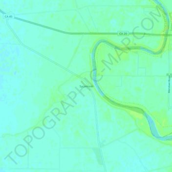 Mappa topografica Sycamore, altitudine, rilievo