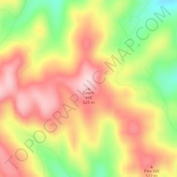 Mappa topografica Leech Hill, altitudine, rilievo