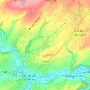 Mappa topografica Bouilly, altitudine, rilievo