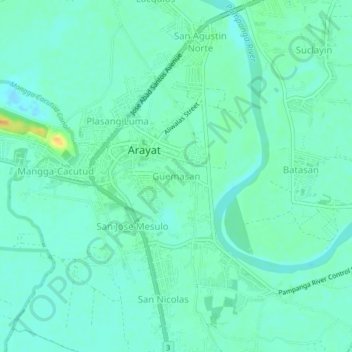 Mappa topografica Guemasan, altitudine, rilievo