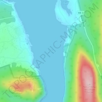 Mappa topografica Somes Sound, altitudine, rilievo