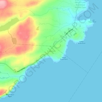 Mappa topografica Kingston, altitudine, rilievo