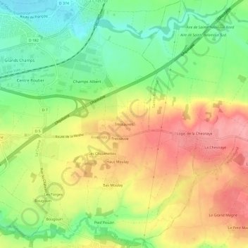 Mappa topografica Tressauves, altitudine, rilievo