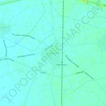 Mappa topografica Kila Raipur, altitudine, rilievo
