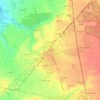 Mappa topografica Villeneuve, altitudine, rilievo