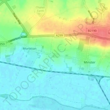 Mappa topografica Hoo, altitudine, rilievo