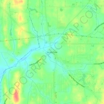 Mappa topografica Spring Place, altitudine, rilievo
