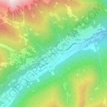 Mappa topografica Pizzano, altitudine, rilievo