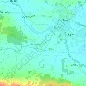 Mappa topografica Obermühl, altitudine, rilievo